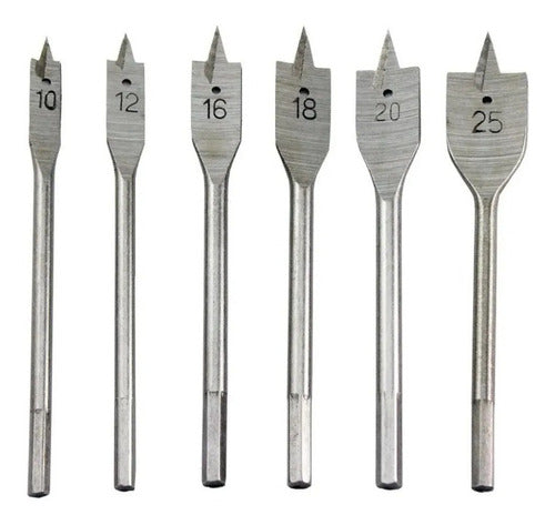 Klauss Set of 6 Wood Spade Drill Bits 12 12 16 18 20 25 0