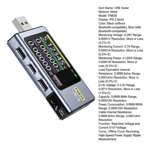 Fnirsi Tester USB Voltimeter Amperemeter Display QC/PD 1