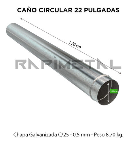 Caño Redondo Galvanizada 22 Pulgadas Tiraje Ventilacion 1