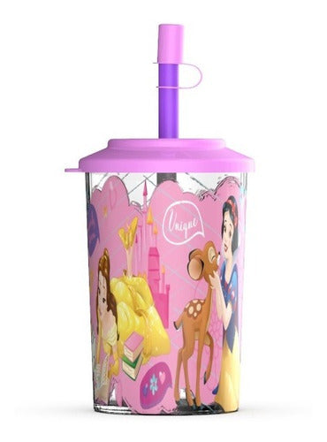 Disney Princesses Official Licensed Cup with Lid and Straw 240ml 0