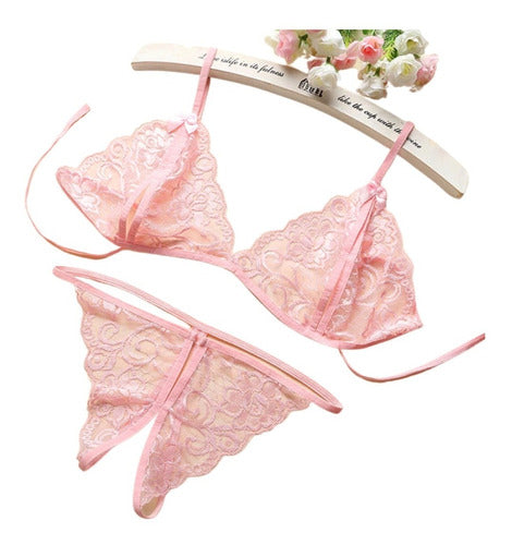 Lace Set with Adjustable Thong Women's Lingerie 56