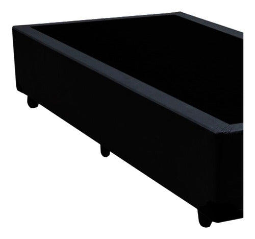 Base Cama Box Solteiro Corino Preto - 88x188x39 1