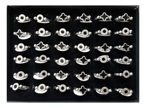 Box of 36 Stainless Steel Rings for Women Three Sizes 0
