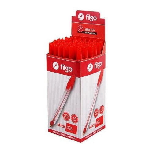 Filgo Red Stick Ballpoint Pen Pack of 50 Units 0