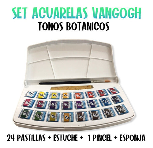 Set  Acuarela Van Gogh Botánicos X 24 + Pincel + Esponja 0