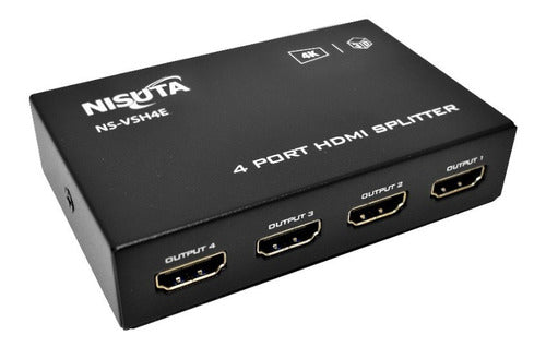 Nisuta Splitter HDMI Activo 4 Puertos Full HD 1080p 3D 0