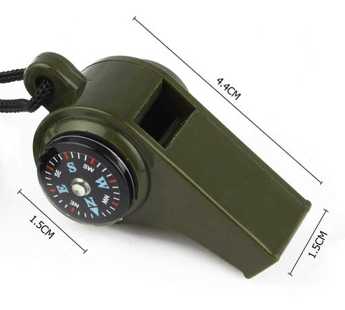 LYTIMPORTACIONES Olive Green Survival Whistle 3 in 1 Compass Thermometer 2