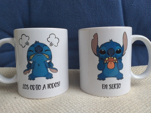 Taza Los Odio A Todos En Serio Stitch Cerámica Importada 4