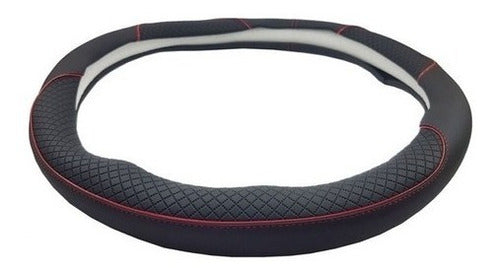 Generic Black Steering Wheel Cover with Blue or Red Universal Fit 1