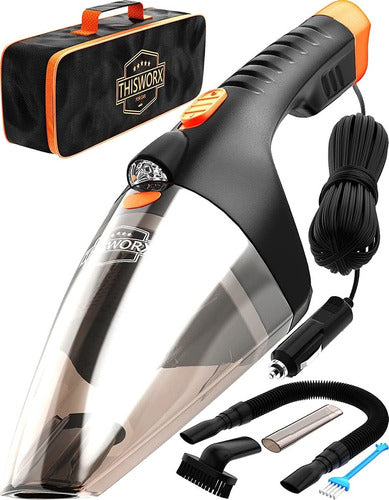 Thisworx Portable Car Vacuum Cleaner C/LED 12V For Autos/Black 0