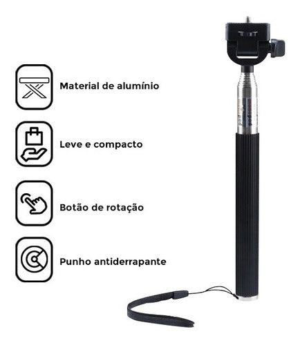 Pau De Selfie Bastão Para Celulares Com Controle 1