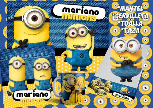 Rainbow Set De Jardín Minions Mantel ~ Servilleta ~ Toalla ~ Taza 0