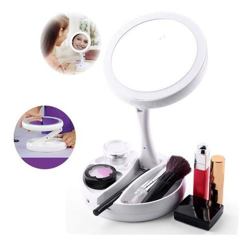 CONEXIONCE LED Touch Screen Portable Makeup Mirror with Magnification 0