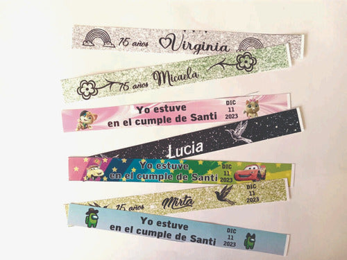 Caracolito Diseño Grafico 50 Custom Wristbands 15 Years Wedding Personalized Photographic Paper 0