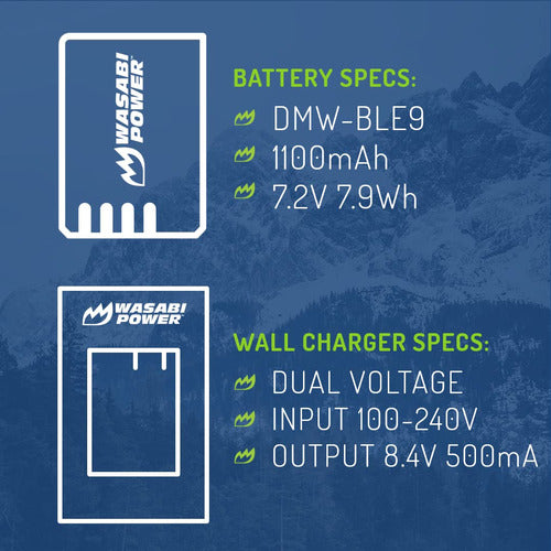 Batería Wasabi Power 2pack Y Cargador Para Panasonic Dmwble9 1