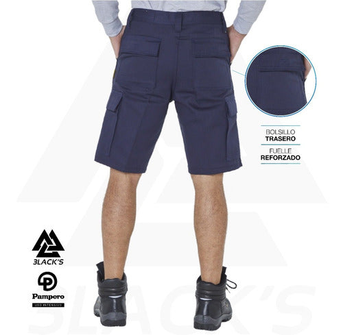 PAMPERO Work Cargo Shorts Blue/Beige Sizes 38 to 60 4