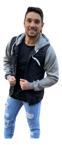 Denim Jacket with Jogging Hooded Sleeves 2