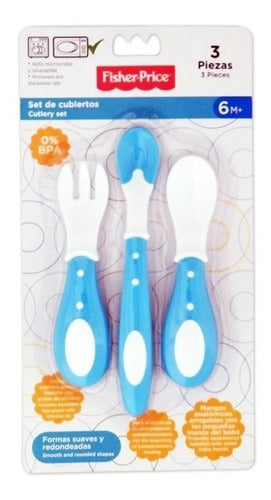 Fisher Price Baby Cutlery Set x 3 BPA Free Light Blue 0