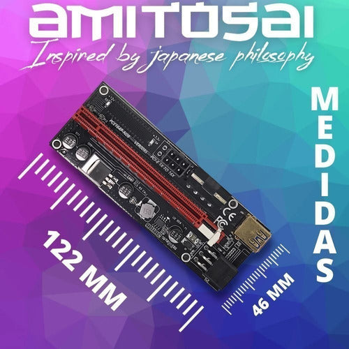 Amitosai Riser V009s Black 1x A 16x PCIe USB 3.0 Rig Minerx2 6