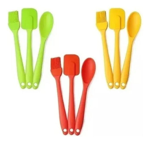 Celebrity Set of 3 Silicone Kitchen Brush, Spatula, and Spoon for Baking 0