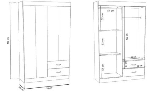 Delos Ecoplus 4-Door 2-Drawer Wardrobe DL124 in White Ash 2