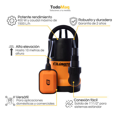 Lüsqtoff Electrobomba Sumergible Para Aguas Claras 400W LLP-400 LQ 1