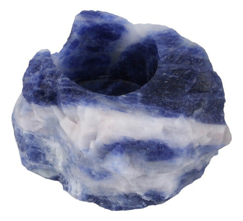 Rockcloud Natural Raw Blue Sodalite Candle Holder 1