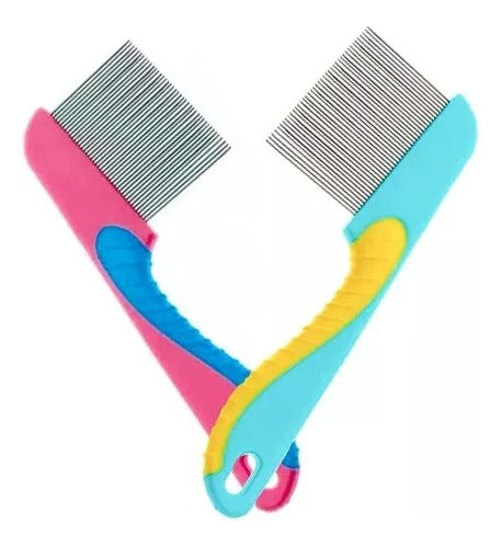 Set of 2 Fine Stainless Steel Pet Flea and Lice Comb Kit 0