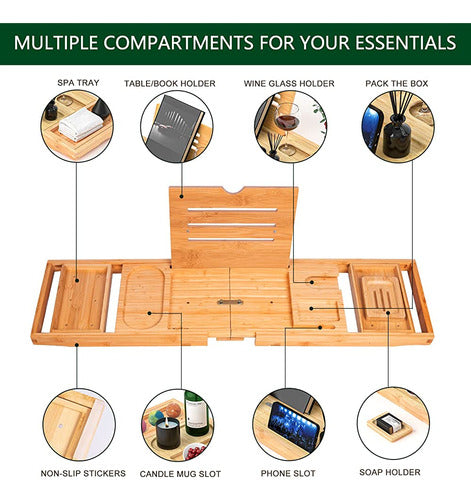 ~? Premium Bathtub Tray Caddy - Bandeja De Baño Expandible - 2