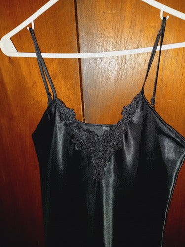Sexy Black Satin Nightgown Size S 1