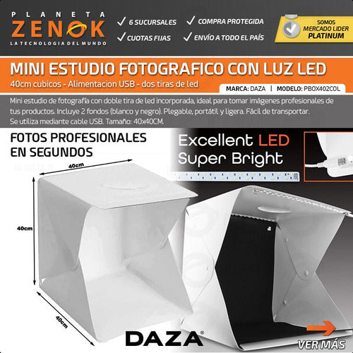 Lightbox 40x40cm Photographic Studio Double LED Product 1