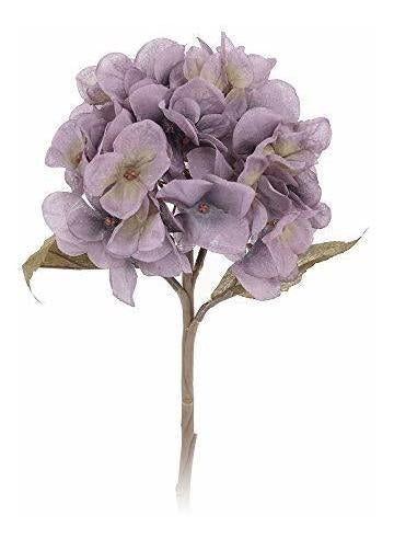 Kahaul Artificial Flowers Silk Hydrangea Flowers With Stems - 4 Stems Lilac Grey 1