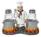 Standing French Chef With Flaming Pots Sal Y Pimienta Shaker 0