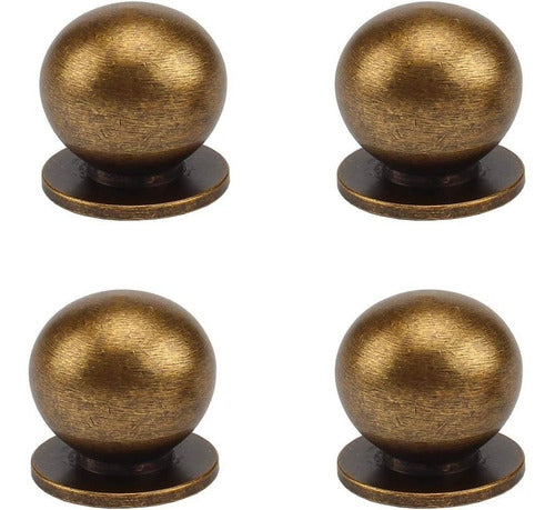 Rzdeal 4pcs 19mm Diameter Round Solid Brass Pulls Antique Cabinet Drawer Small Handles Modern Minimalist Handles Knobs (Antique Bronze) 0