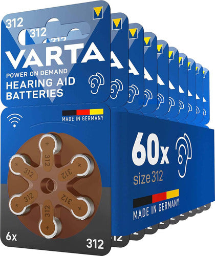 Varta Hearing Aid Batteries 312 Made in Germany Box of 60 0