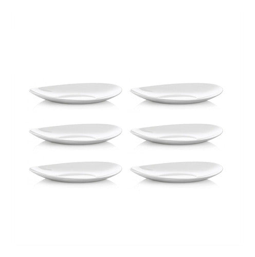 Set of 6 Oval Tempered Glass Dinner Plates 0