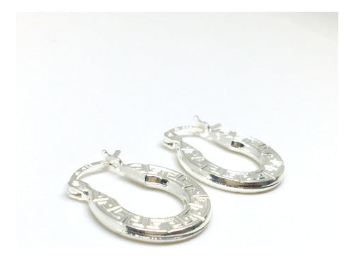 Idunn Greek Guard Hoop Earrings Silver 925 1.6cm 2