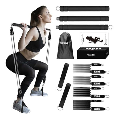 WeluvFit - Pilates Bar Kit with Resistance Bands 0