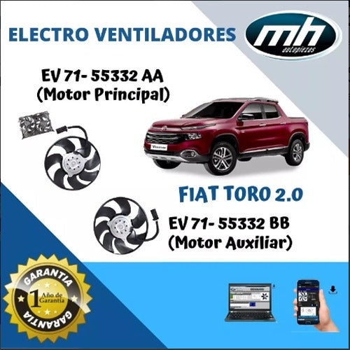 M&H Electro Ventilador Fiat Toro 2.0 Principal Y Auxiliar 1