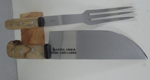 LA MULITA Set Cuchillo Y Tenedor Artesanal 18 Cm Grabados Láser Opc 6