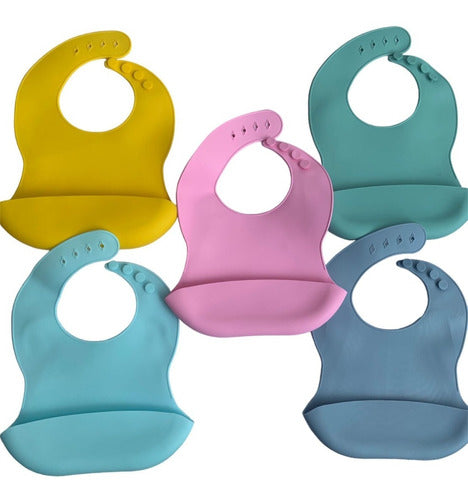 Adjustable Silicone Baby Bib with Pocket Container Pack of 5 0