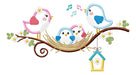 Embroidery Machine Design Birds Family on Branch 3558 0