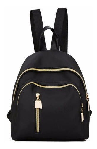 MAS Accesorios Mini Waterproof Backpack in Black with Gold 0