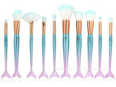 10pcs Pro Sirena Maquillaje Cosméticos Pinceles Polvo Cepill 1