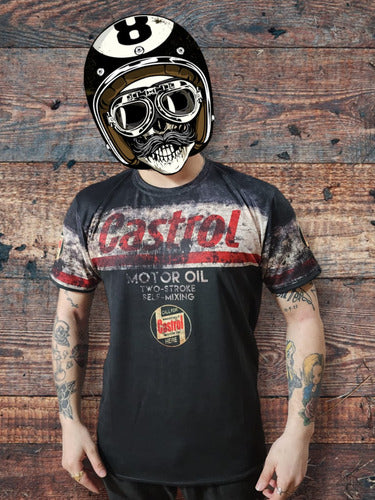 Urban Ryder Castrol Full Print Modal Motorcycle T-Shirt 2