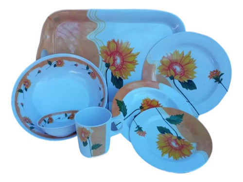 Plastic Ware Girasol Melamine Dinnerware Set for 6 People - 32 Pieces 0