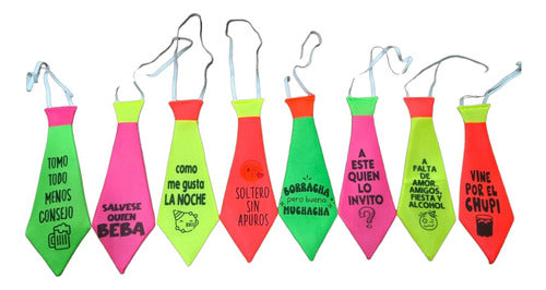 Corbata Fluo Con Frase X5 Cotillón Carioca Para Fiesta 0