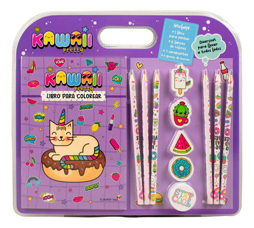 Kawaii Pretty - Kit Infantil Para Pintar - Libro + Lapices 0