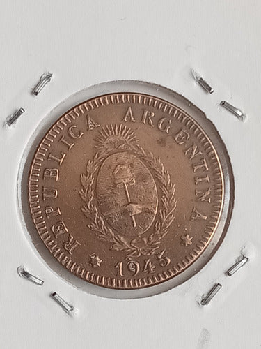 Argentina 1945. Moneda De 2 Centavos Cobre C/error De Giro!! 1