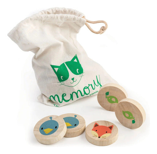 Memoria Gato Astuto Tender Leaf Juega Juguete Madera Niño Tx 1